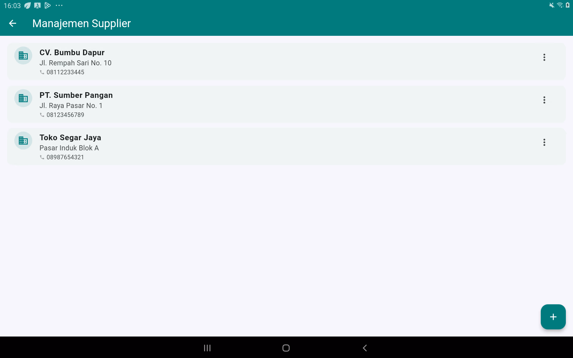 Daftar supplier
