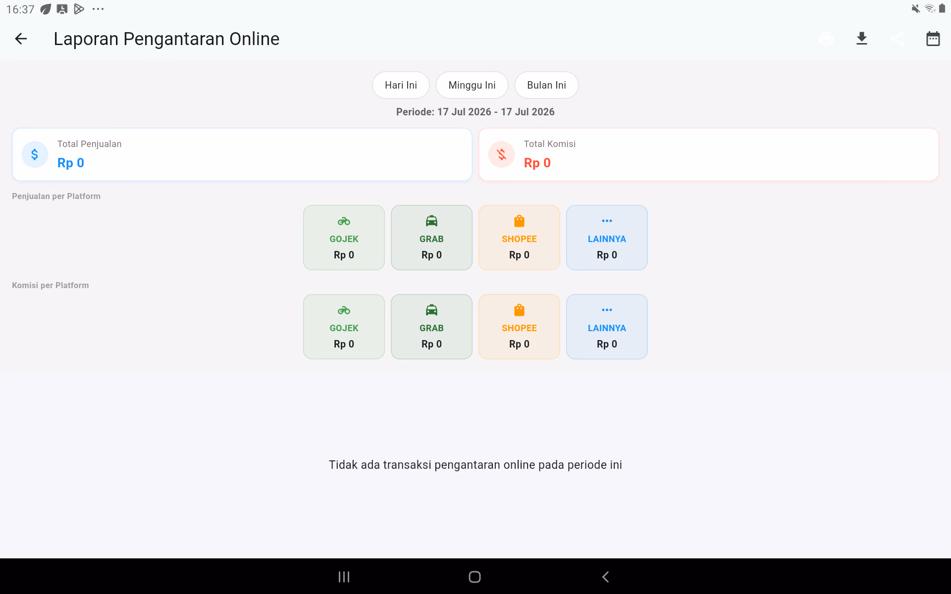 Laporan pengantaran online